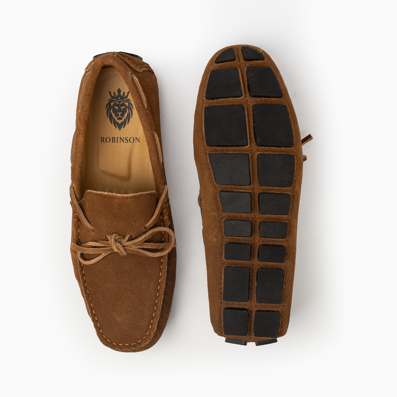 Suede leather mocassin with lace T8/Camel