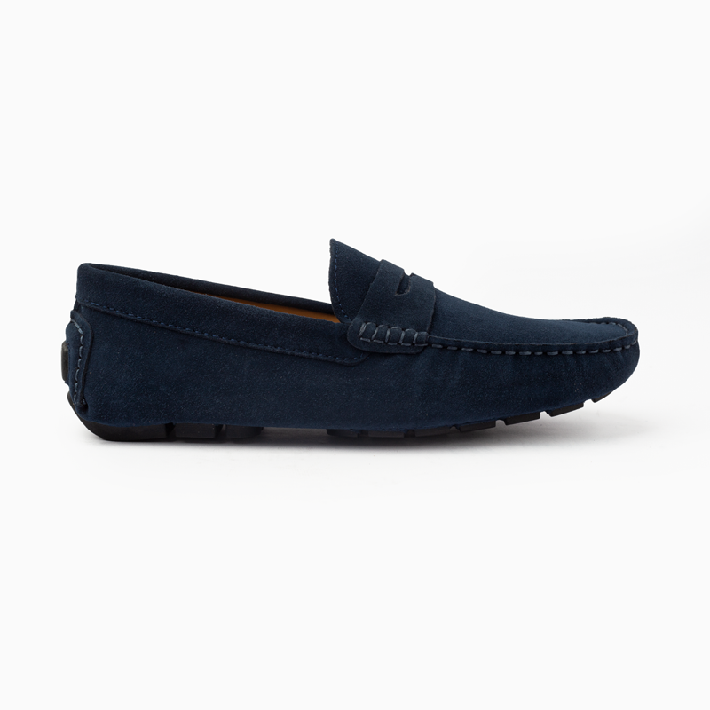 Suede leather mocassin with strap A2/ Dark blue