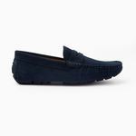 Suede leather mocassin with strap A2/ Dark blue