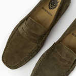 Suede leather mocassin with strap A2/Olive